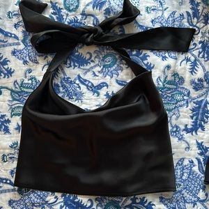 Black, silk crop top from Mint and Major. Size small.